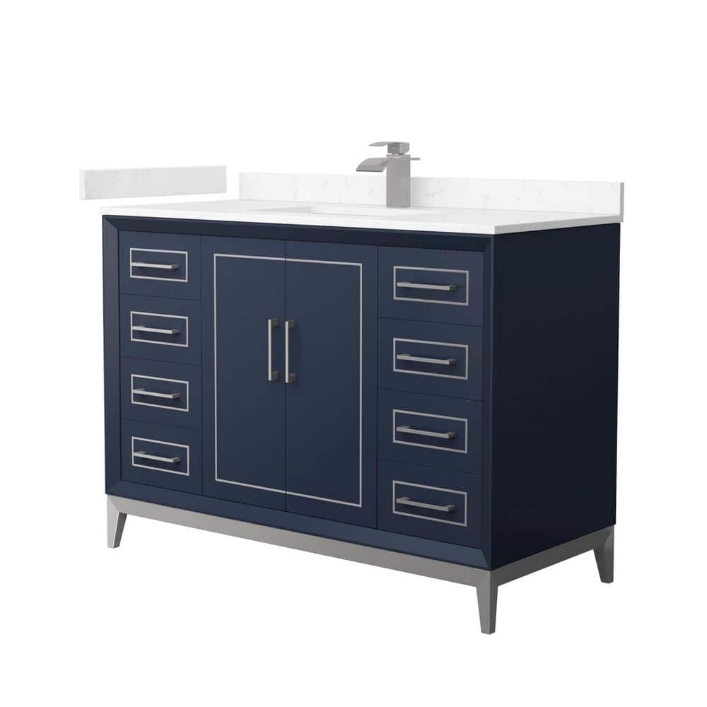 Marlena 48 in. W x 22 in. D x 35.25 in. H Single Bath Vanity in Dark Blue with Carrara Cultured Marble Top price history on PriceWatchPro