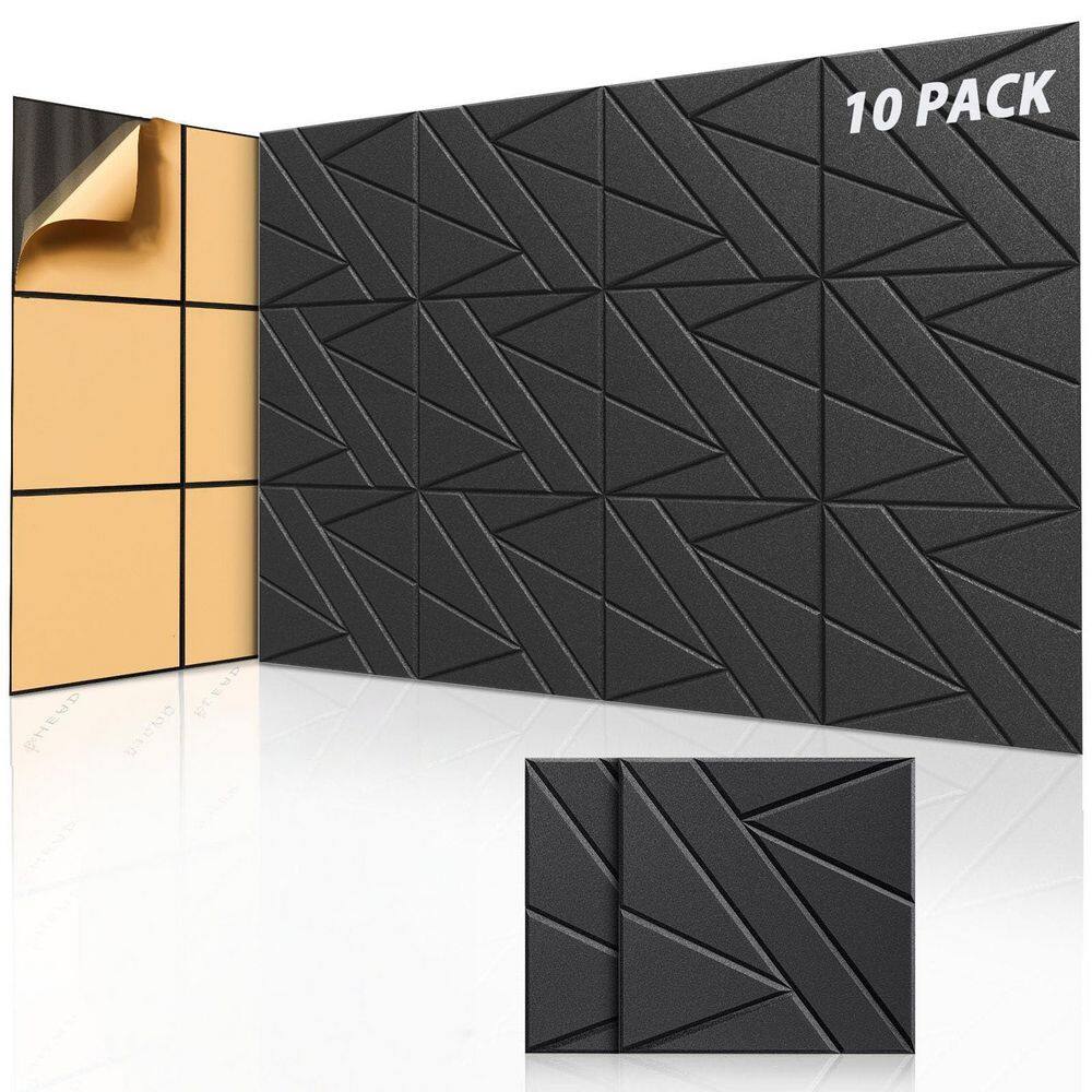 12 in. x 12 in. Black Self-Adhesive Soundproof Acoustic Panels with Peel and Stick, High-Density Studio Panels (10-Pack) price history on PriceWatchPro