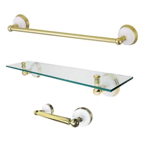 Traditional 3-Piece Bath Hardware Set in Polished Brass