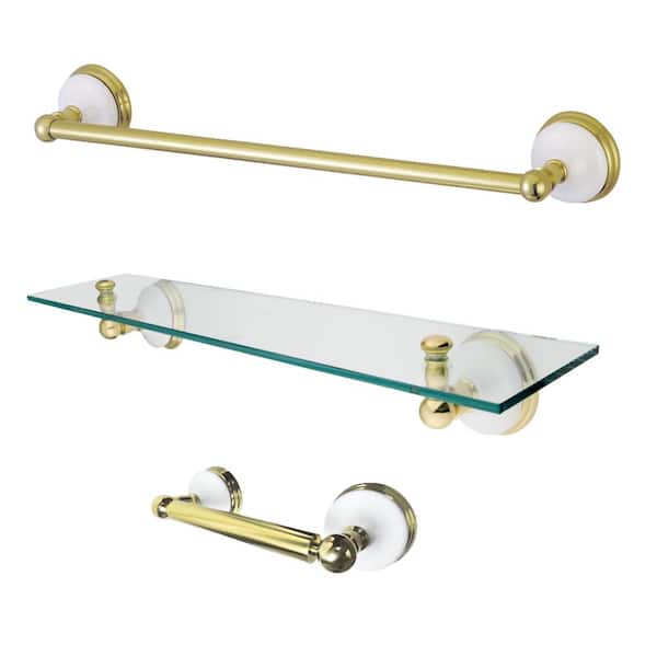 Kingston Brass Traditional 3-Piece Bath Hardware Set in Polished Brass