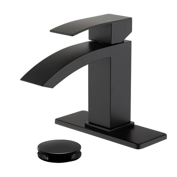 thumbnail image 2 of FROPO Matte Black Single Hole Bathroom Faucet - With Pop-Up Drain, 360° Swivel Spout 2 of 11