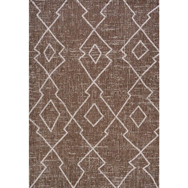 Carwa Tribal Diamond Trellis Brown/Beige 8 ft. x 10 ft. Indoor/Outdoor Area Rug