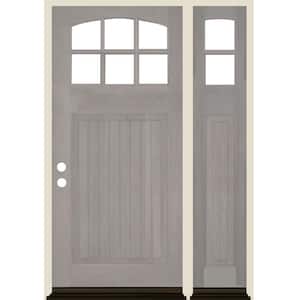 50 in. x 80 in. V-Groove Arched 6-Lite Grey Stain Right Hand Douglas Fir Prehung Front Door Right Sidelite