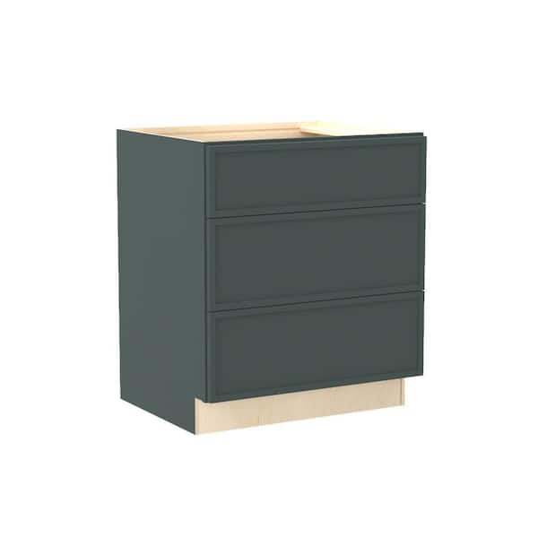 Franklin 30 in. W x 24 in. D x 34.5 in. H Assembled Plywood Drawer Base Kitchen Cabinet in Verdant Green with Soft Close