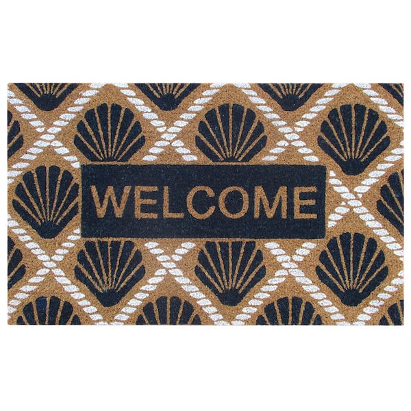 TrafficMaster Welcome Shells Black 18 in. x 30 in. Coir Non-Slip Outdoor Door Mat