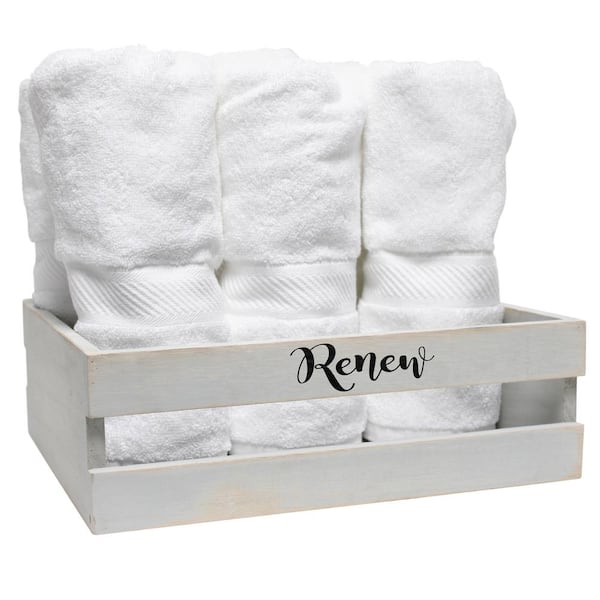 Elegant Designs Three Piece Decorative Wood Bathroom Set, Small, Coastal/Beach (1 Towel Holder, 1 Frame, 1 Toilet Paper