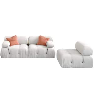 Minimalist Free Combination Sofa Modular 103.95 in. 3 Seater Velvet Convertible and Reversible Sectional Couch, Beige