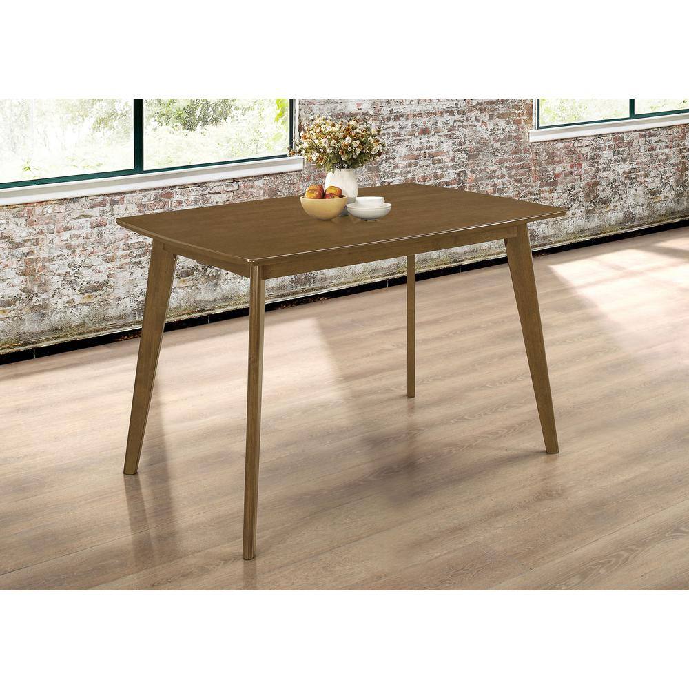 Retro Chestnut Solid Wood Dining Table with Angled Legs