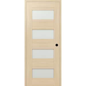 30 in. x 80 in. Vona 07-08 Left-Hand 4-Lite Frosted Glass Loire Ash Composite DIY-Friendly Single Prehung Interior Door