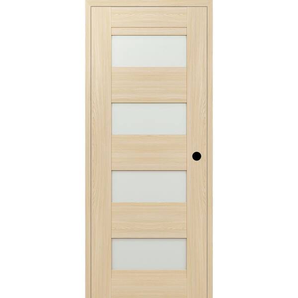 Belldinni 28 in. x 96 in. Vona 07-08 Left-Hand 4-Lite Frosted Glass Loire Ash Composite DIY-Friendly Single Prehung Interior Door