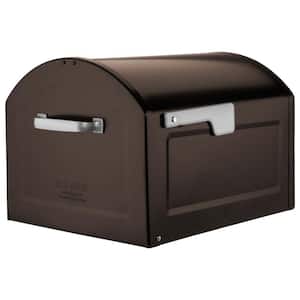 Centennial Rubbed Bronze, Extra Large, Steel, Post Mount Mailbox with Silver Handle and Flag