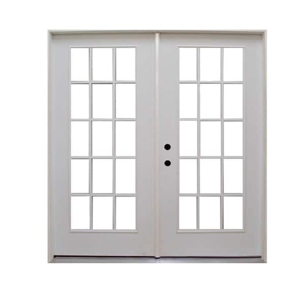 Steves & Sons Element 72 in. x 80 in. Primed RH Inswing Steel Full Lite Clear Tempered Glass Prehung Double Patio Door with Brickmold