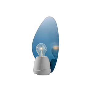 12.75 in. White Standard Light Bulb Bedside Table Lamp with White Metal Shade