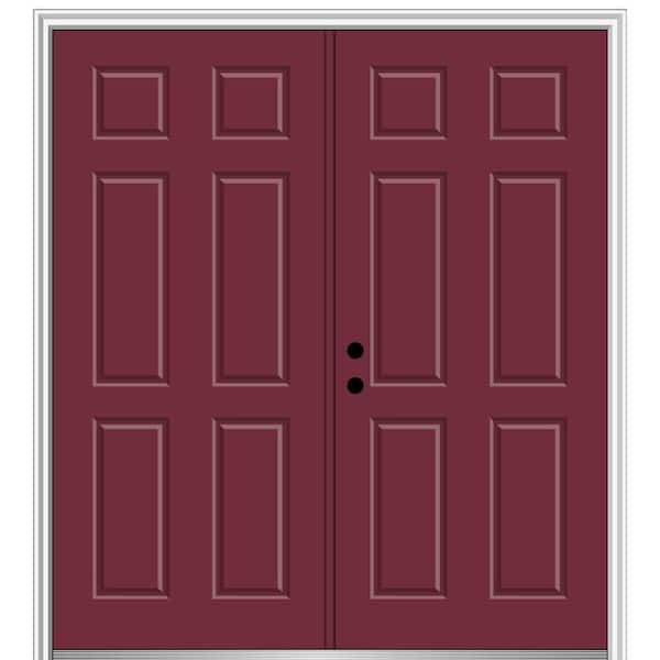 MMI Door 72 in. x 80 in. Classic Right-Hand Inswing 6-Panel Painted Fiberglass Smooth Prehung Front Door with Brickmould