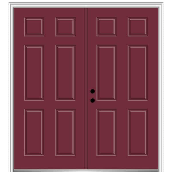 MMI Door 60 in. x 80 in. Classic Right-Hand Inswing 6-Panel Painted Fiberglass Smooth Prehung Front Door with Brickmould