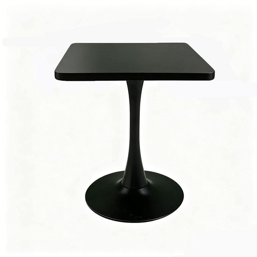 23.6 in. W Black Square MDF End Table with Tulip Pedestal Base, Accent Side Table for Living Room Bedroom Small Spaces