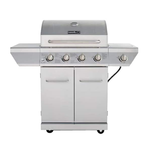 Nexgrill 4-Burner Propane Gas Grill in Stainless Steel Side Burner and Stainless Doors 720-0830H - The Home Depot