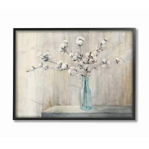 11 in. x 14 in. "Beautiful Cotton Flower Grey Brown Painting" by Julia Purinton Framed Wall Art