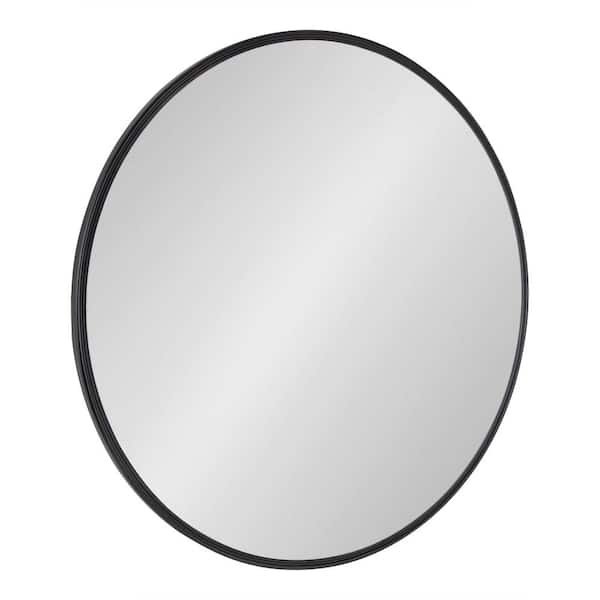 30 in. W x 30 in. H Round Black Frame Wall Mirror, Set of 2