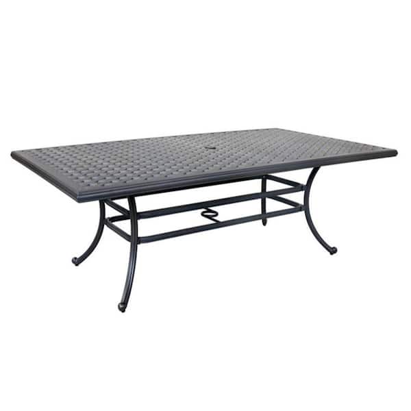 Mondawe Patio Dark Lava Bronze Aluminum Table Rectangle Outdoor Dining Table 46 in. W x 86 in. L with Umbrella Hole