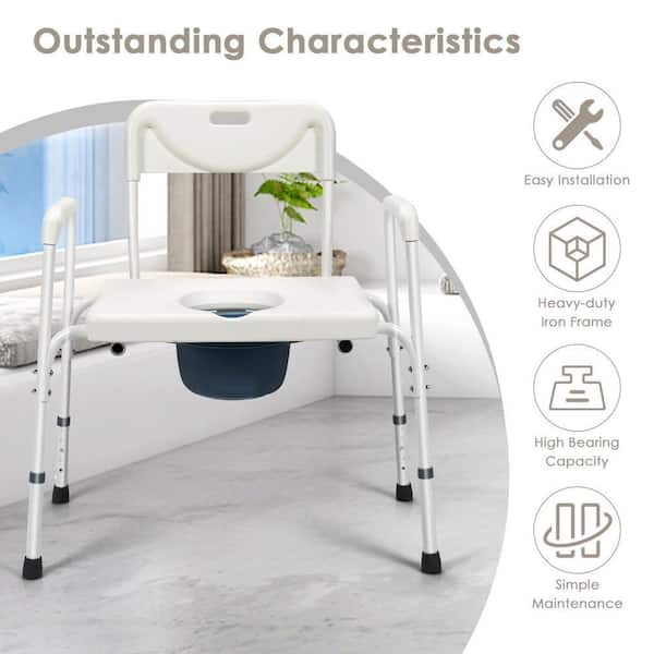 LandTale 3-in-1 Bedside Commode, Porta Potty Chair For Adults With Sturdy Dual-Crossbar Support - View #4