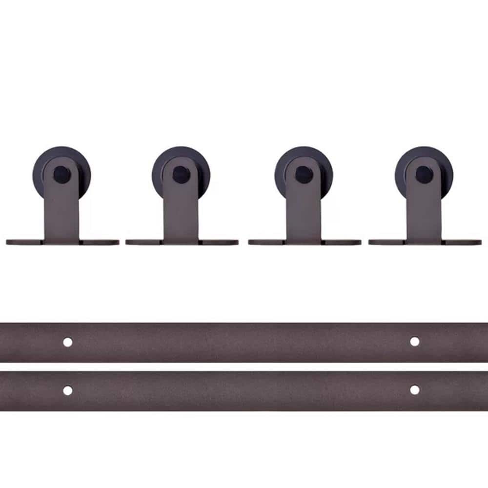 CALHOME Top Mount 144 in. Antique Bronze Double Track Barn Door