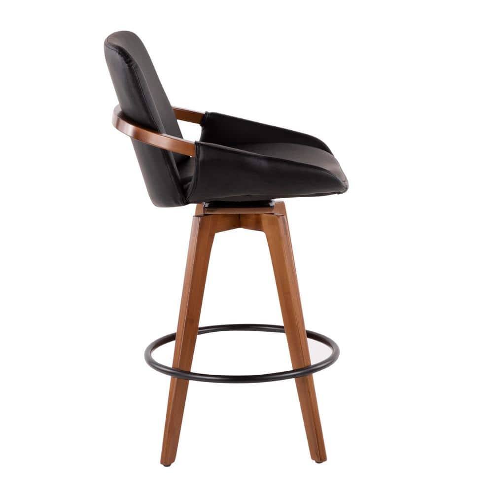 Cosmo 26" Black and Walnut Modern Swivel Counter Stool