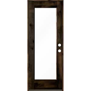 32 in. x 80 in. Rustic Knotty Alder Full-Lite Left-Hand/Inswing Clear Glass Black Stain Single Wood Prehung Front Door