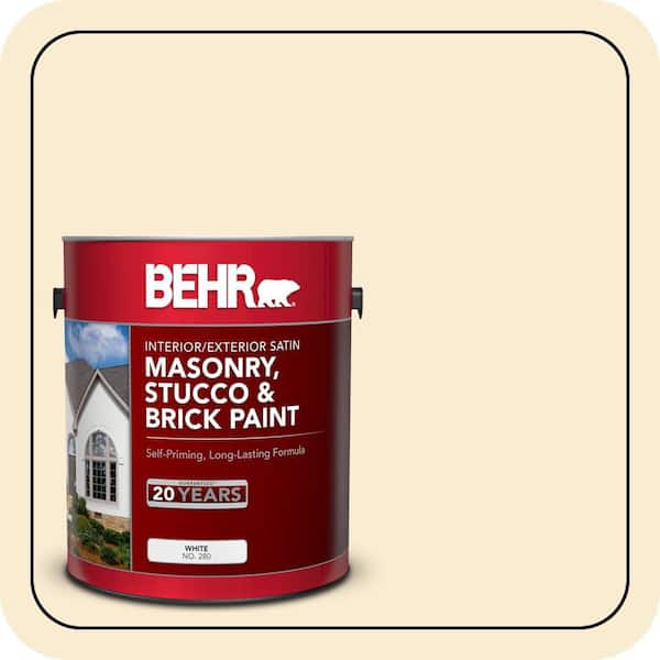 5 gal. #OR-W04 Nice Cream Satin Interior/Exterior Masonry, Stucco and Brick Paint