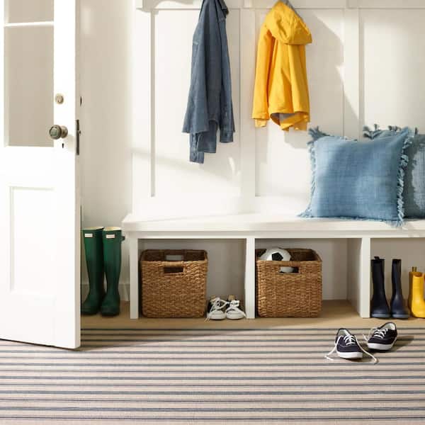 Nimes Ticking Machine Washable Neutral 2.6 ft. x 8 ft. Indoor Area Rug