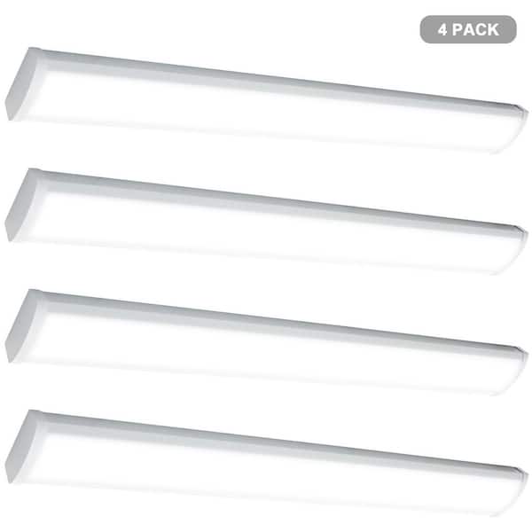 4-Pack 4ft. 5520 Lumens Integrated LED Wraparound Ceiling Light Garage Light Shop Light 3500/4000/5000K,0-10Volt Dimming