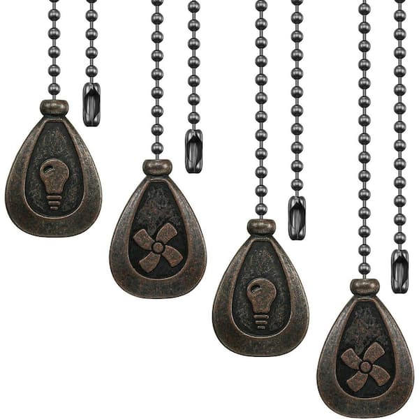 Classic 12 in. Black Copper Ceiling Fan Pull Chains with Connector 4-Pack