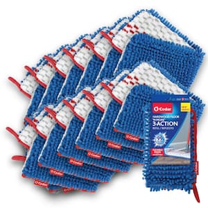 Hardwood Floor N More 3-Action Mop Head Replacements, Machine Washable Microfiber Refill (12-Pack)