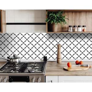Dark Gray/White 8 in. x 8 in. Vinyl Peel and Stick Removable Tile Stickers (10.56 sq. ft./Pack)