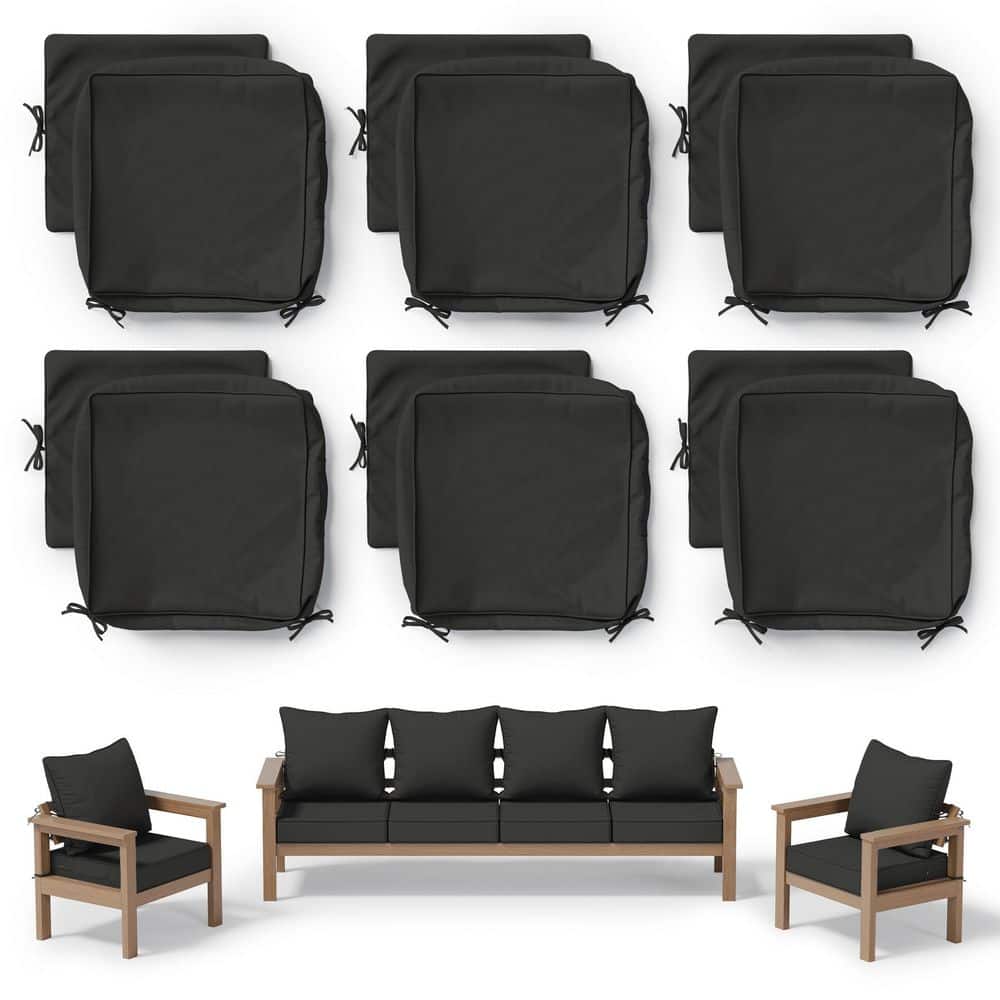 24 in. x 24 in. Slipcover Replacement Outdoor Waterproof Seat&Back Cover Set for Chair and Sofa Black (6-Pack) price history on PriceWatchPro