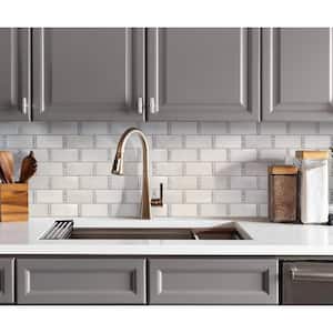 White and Gray 11.7 in. x 13 in. Subway With Dots Polished Marble Mosaic Tile (5.28 sq. ft./Case)