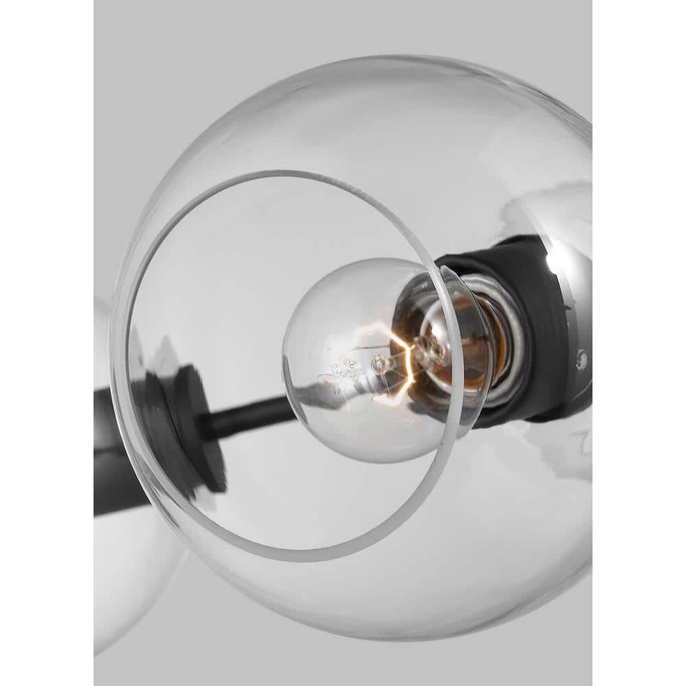 Satin Brass and Clear Glass Sputnik Chandelier