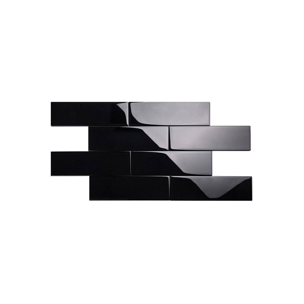 Black Glossy Glass Subway Wall Tile for Kitchen and Bathroom