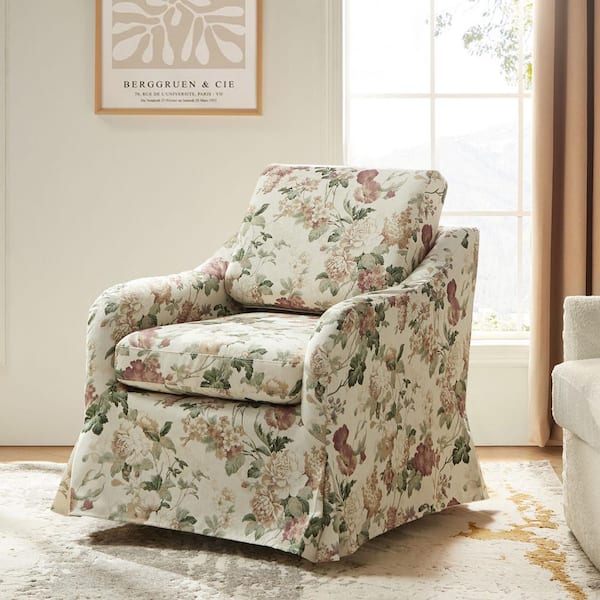 Red Floral Floral Chair With Ottoman Vintage Inspired Red Velvet