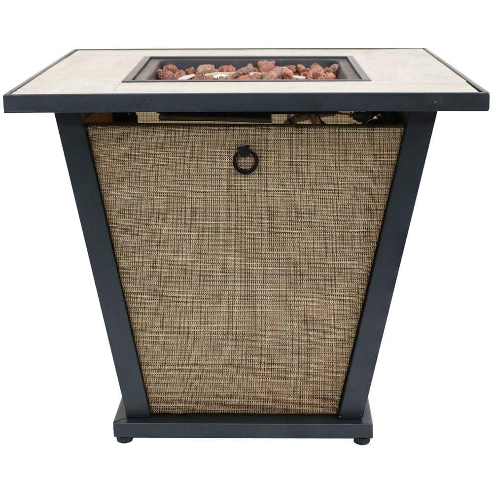 Brown Metal Propane Gas Fire Pit Table with Tile Top