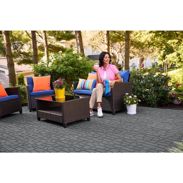 24 in. x 12 in. x 5/8 in. Gray Interlocking Dual-Sided Rubber Paver (9-Pack)