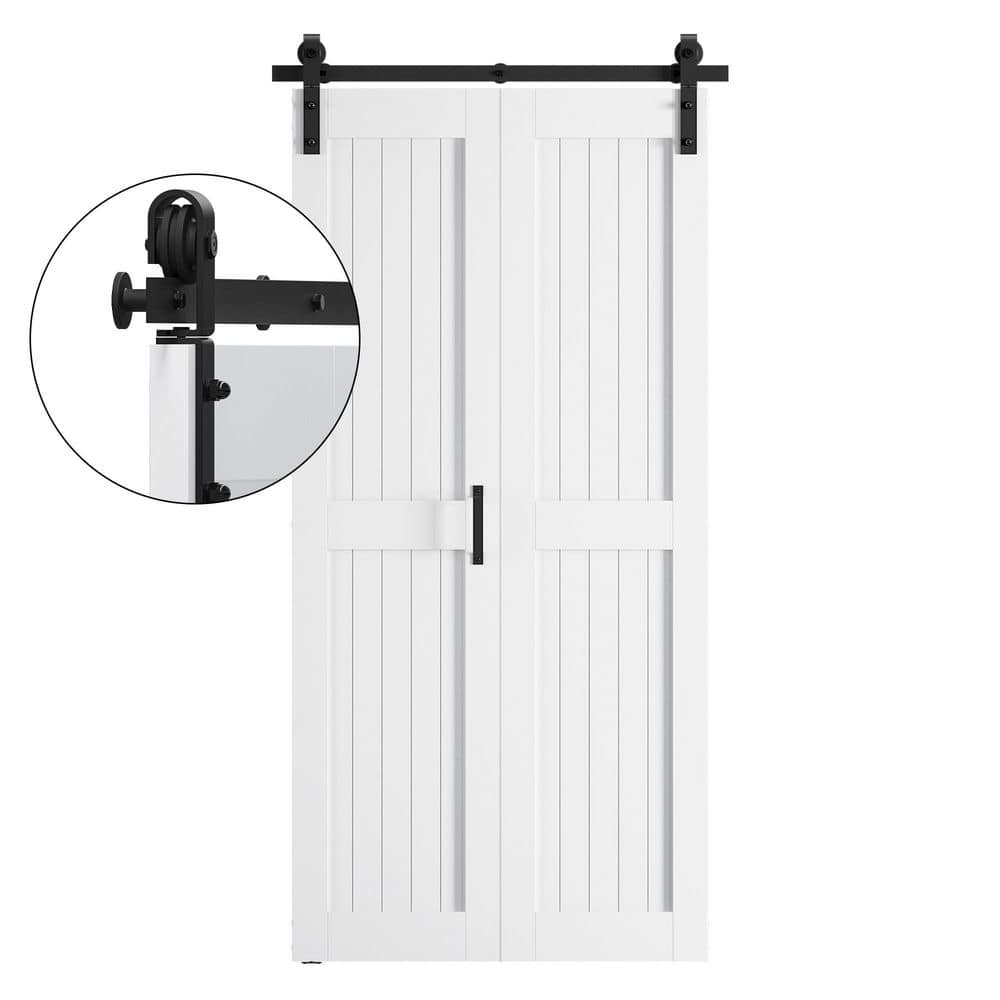 40 in. x 84 in. 2-Panel H Shape White Finished Composite Bi-fold Sliding Barn Door with Hardware Kit price history on PriceWatchPro