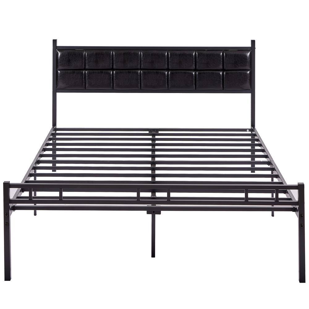 VECELO HeavyDuty Bed Frame Black Metal Frame Queen Platform Bed with