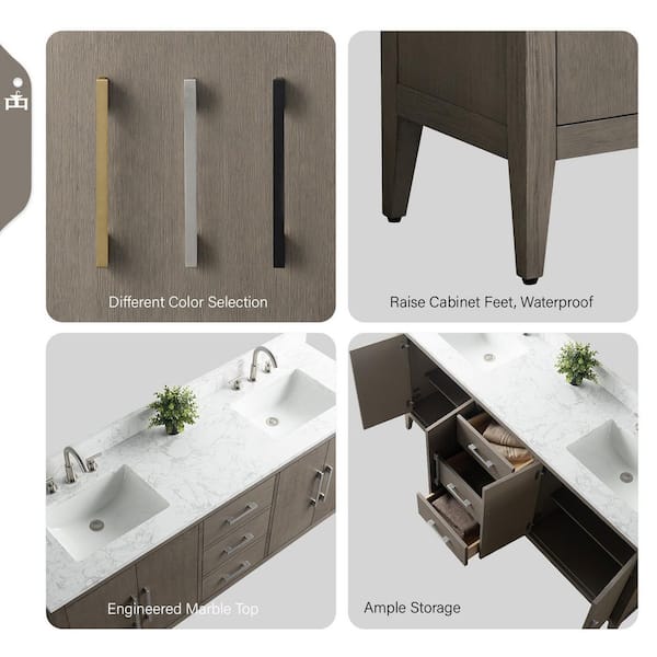 Vanity Art 72 in. W. x 22 in. D x 38 in. H Double Sink Bathroom