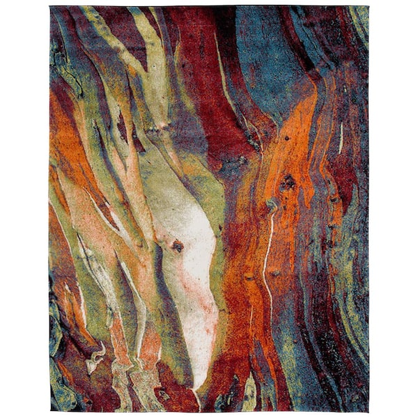 Glacier 8 ft. x 10 ft. Red/Green Abstract Area Rug
