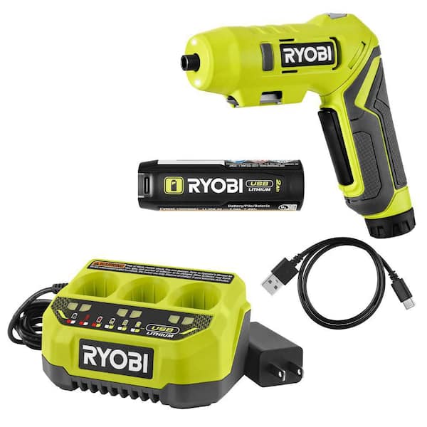 USB Lithium Screwdriver Kit with 2.0 Ah USB Lithium Battery and Charging Cable & USB Lithium 3-Port Charger
