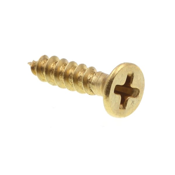 #10 x 1 Inch Brass Flat Head Slotted Wood Screws - 25 Pack in Polished  Chrome