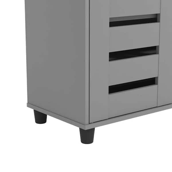 Modern Expanding Shoe Storage Cabinet Natural&Gray Shoe Organizer