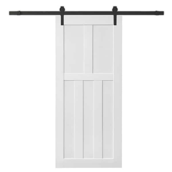 Siavonce 32 in. x 84 in. Z Series White MDF Wood Sliding Barn Door Slab with Hardware Kit