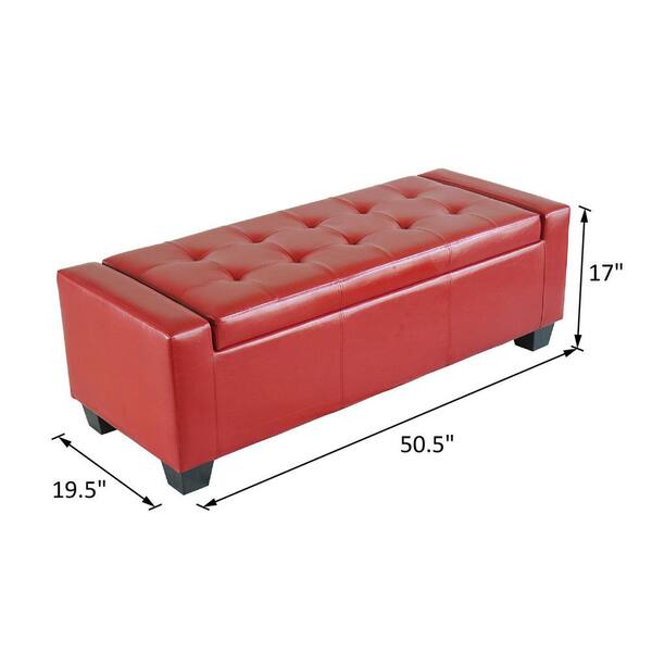 Homcom Red Faux Leather Tufted Storage, Leather Tufted Storage Ottoman